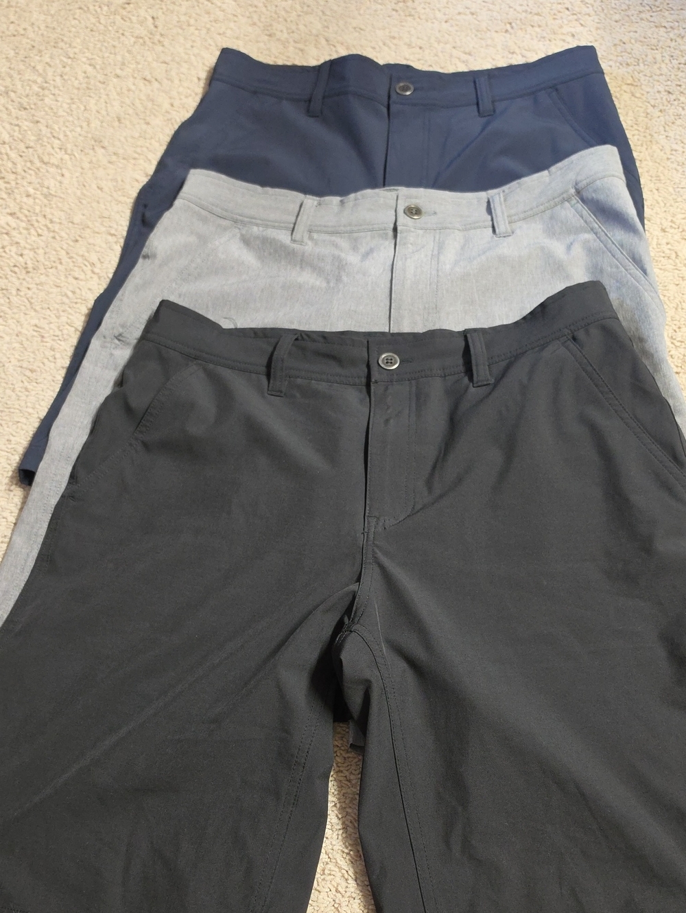 3 COOLKEEP Men's Stretch Performance Shorts - Black, Light Gray & Navy Sz 30